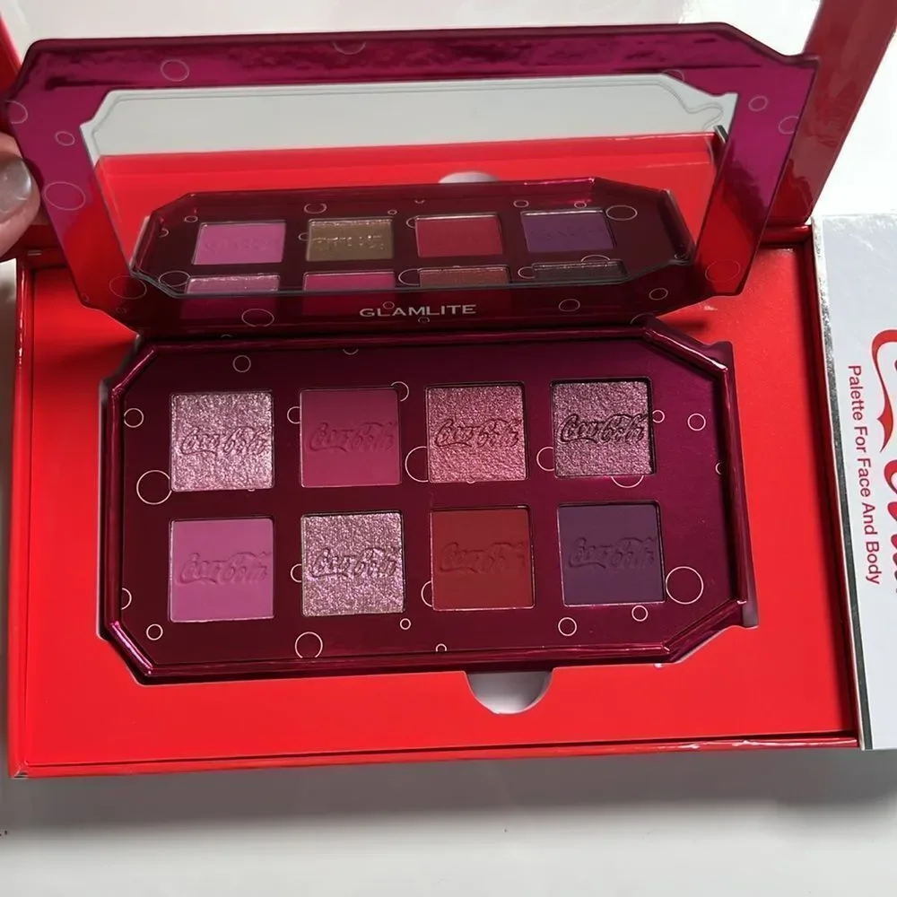 Cherry Coca Cola Pink and Red Eyeshadow Palette Vibrant Makeup